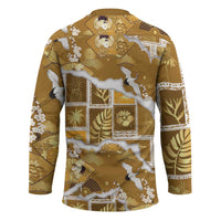 Hawaii Japanese Culture Gold Hockey Jersey Spring Cranes Aloha Pattern LT01 - Polynesian Pride