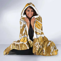 Hawaii Japanese Culture Gold Hooded Blanket Spring Cranes Aloha Pattern LT01 - Polynesian Pride