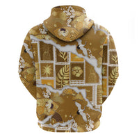 Hawaii Japanese Culture Gold Hoodie Spring Cranes Aloha Pattern LT01 - Polynesian Pride