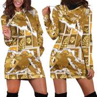 Hawaii Japanese Culture Gold Hoodie Dress Spring Cranes Aloha Pattern LT01 - Polynesian Pride
