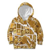 Hawaii Japanese Culture Gold Kid Hoodie Spring Cranes Aloha Pattern LT01 Hoodie Gold - Polynesian Pride