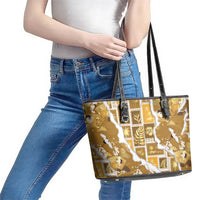 Hawaii Japanese Culture Gold Leather Tote Bag Spring Cranes Aloha Pattern LT01 - Polynesian Pride