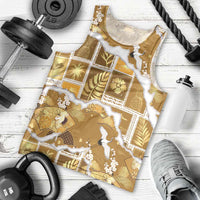 Hawaii Japanese Culture Gold Men Tank Top Spring Cranes Aloha Pattern LT01 - Polynesian Pride