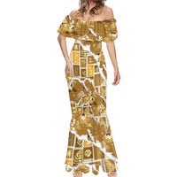 Hawaii Japanese Culture Gold Mermaid Dress Spring Cranes Aloha Pattern LT01 - Polynesian Pride