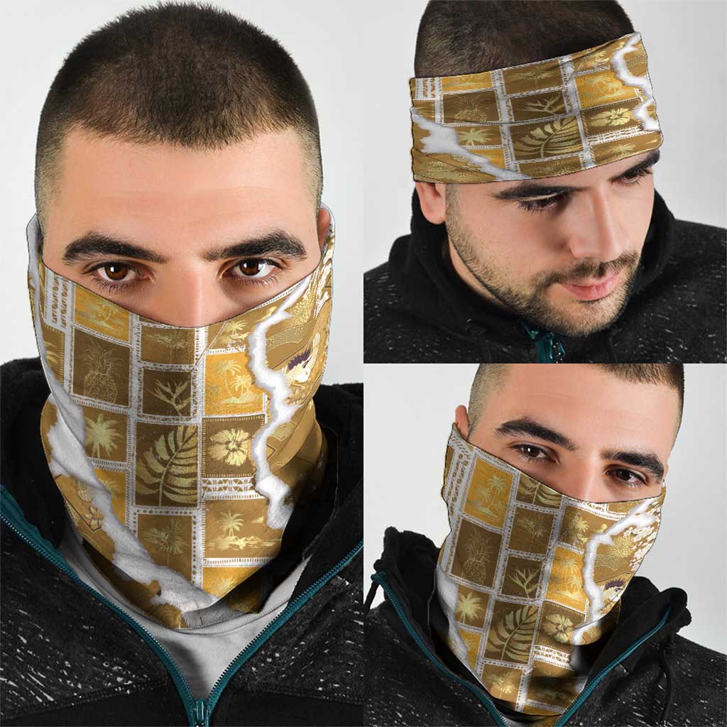 Hawaii Japanese Culture Gold Neck Gaiter Spring Cranes Aloha Pattern LT01 - Polynesian Pride
