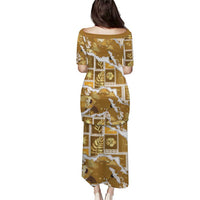Hawaii Japanese Culture Gold Puletasi Spring Cranes Aloha Pattern LT01 - Polynesian Pride