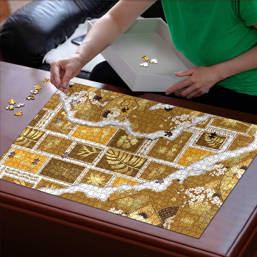 Hawaii Japanese Culture Gold Puzzle Spring Cranes Aloha Pattern LT01 - Polynesian Pride