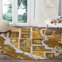 Hawaii Japanese Culture Gold Round Carpet Spring Cranes Aloha Pattern LT01 - Polynesian Pride