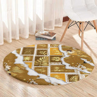 Hawaii Japanese Culture Gold Round Carpet Spring Cranes Aloha Pattern LT01 - Polynesian Pride