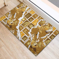 Hawaii Japanese Culture Gold Rubber Doormat Spring Cranes Aloha Pattern LT01 - Polynesian Pride