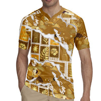 Hawaii Japanese Culture Gold Rugby Jersey Spring Cranes Aloha Pattern LT01 - Polynesian Pride