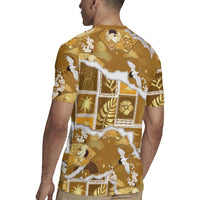 Hawaii Japanese Culture Gold Rugby Jersey Spring Cranes Aloha Pattern LT01 - Polynesian Pride