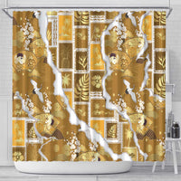 Hawaii Japanese Culture Gold Shower Curtain Spring Cranes Aloha Pattern LT01 - Polynesian Pride