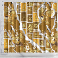 Hawaii Japanese Culture Gold Shower Curtain Spring Cranes Aloha Pattern LT01 - Polynesian Pride
