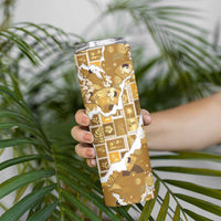 Hawaii Japanese Culture Gold Skinny Tumbler Spring Cranes Aloha Pattern LT01 - Polynesian Pride