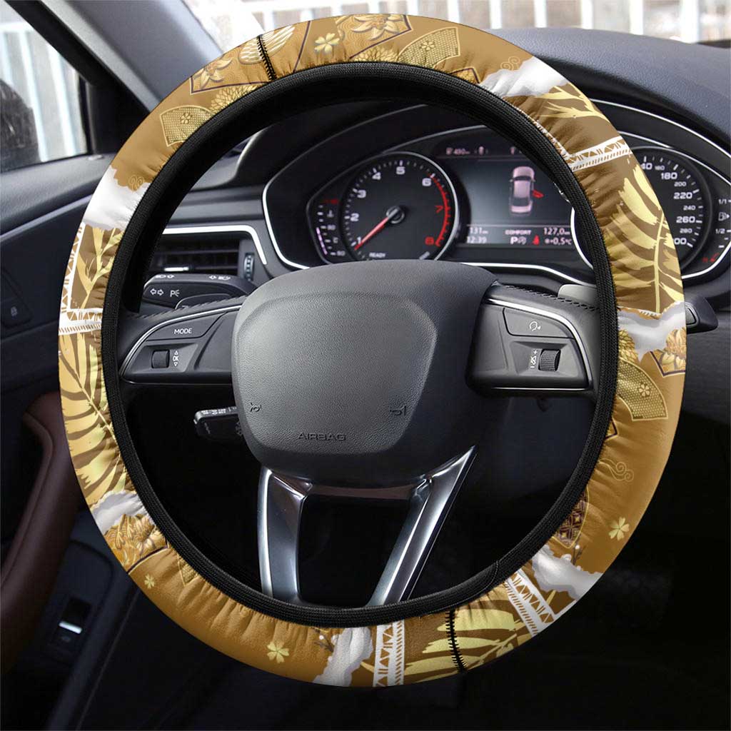 Hawaii Japanese Culture Gold Steering Wheel Cover Spring Cranes Aloha Pattern LT01 - Polynesian Pride
