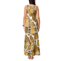 Hawaii Japanese Culture Gold Tank Maxi Dress Spring Cranes Aloha Pattern LT01 - Polynesian Pride
