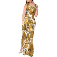 Hawaii Japanese Culture Gold Tank Maxi Dress Spring Cranes Aloha Pattern LT01 - Polynesian Pride