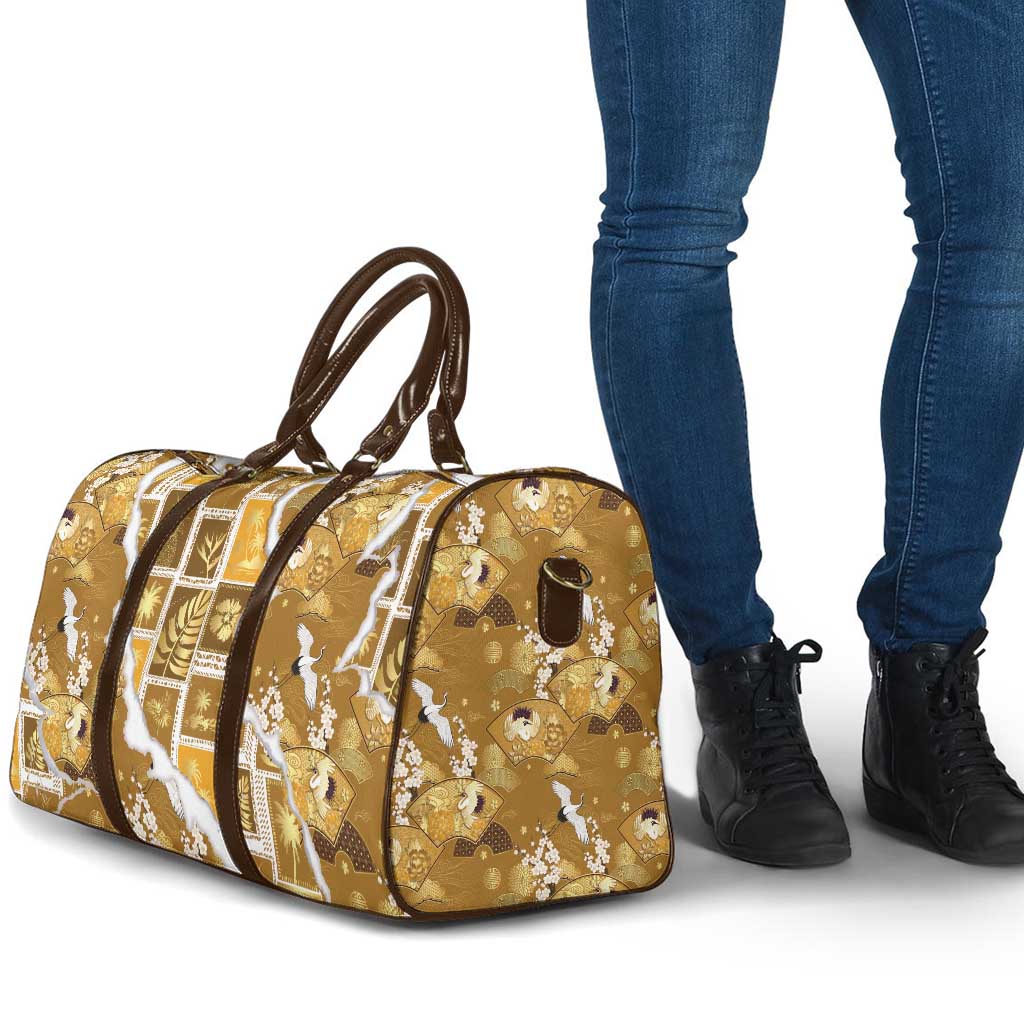 Hawaii Japanese Culture Gold Travel Bag Spring Cranes Aloha Pattern LT01 - Polynesian Pride