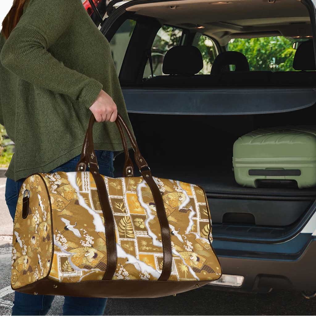 Hawaii Japanese Culture Gold Travel Bag Spring Cranes Aloha Pattern LT01 - Polynesian Pride