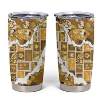 Hawaii Japanese Culture Gold Tumbler Cup Spring Cranes Aloha Pattern LT01 Gold - Polynesian Pride