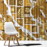 Hawaii Japanese Culture Gold Window Curtain Spring Cranes Aloha Pattern LT01 - Polynesian Pride