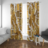 Hawaii Japanese Culture Gold Window Curtain Spring Cranes Aloha Pattern LT01 With Grommets Gold - Polynesian Pride