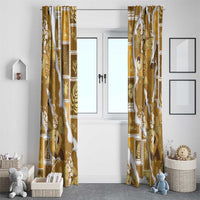 Hawaii Japanese Culture Gold Window Curtain Spring Cranes Aloha Pattern LT01 - Polynesian Pride