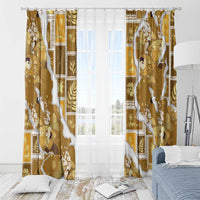 Hawaii Japanese Culture Gold Window Curtain Spring Cranes Aloha Pattern LT01 - Polynesian Pride