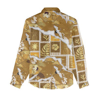 Hawaii Japanese Culture Gold Women Casual Shirt Spring Cranes Aloha Pattern LT01 - Polynesian Pride