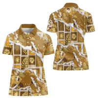 Hawaii Japanese Culture Gold Women Polo Shirt Spring Cranes Aloha Pattern LT01 - Polynesian Pride