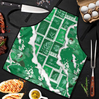 Hawaii Japanese Culture Green Apron Spring Cranes Aloha Pattern LT01 Green - Polynesian Pride