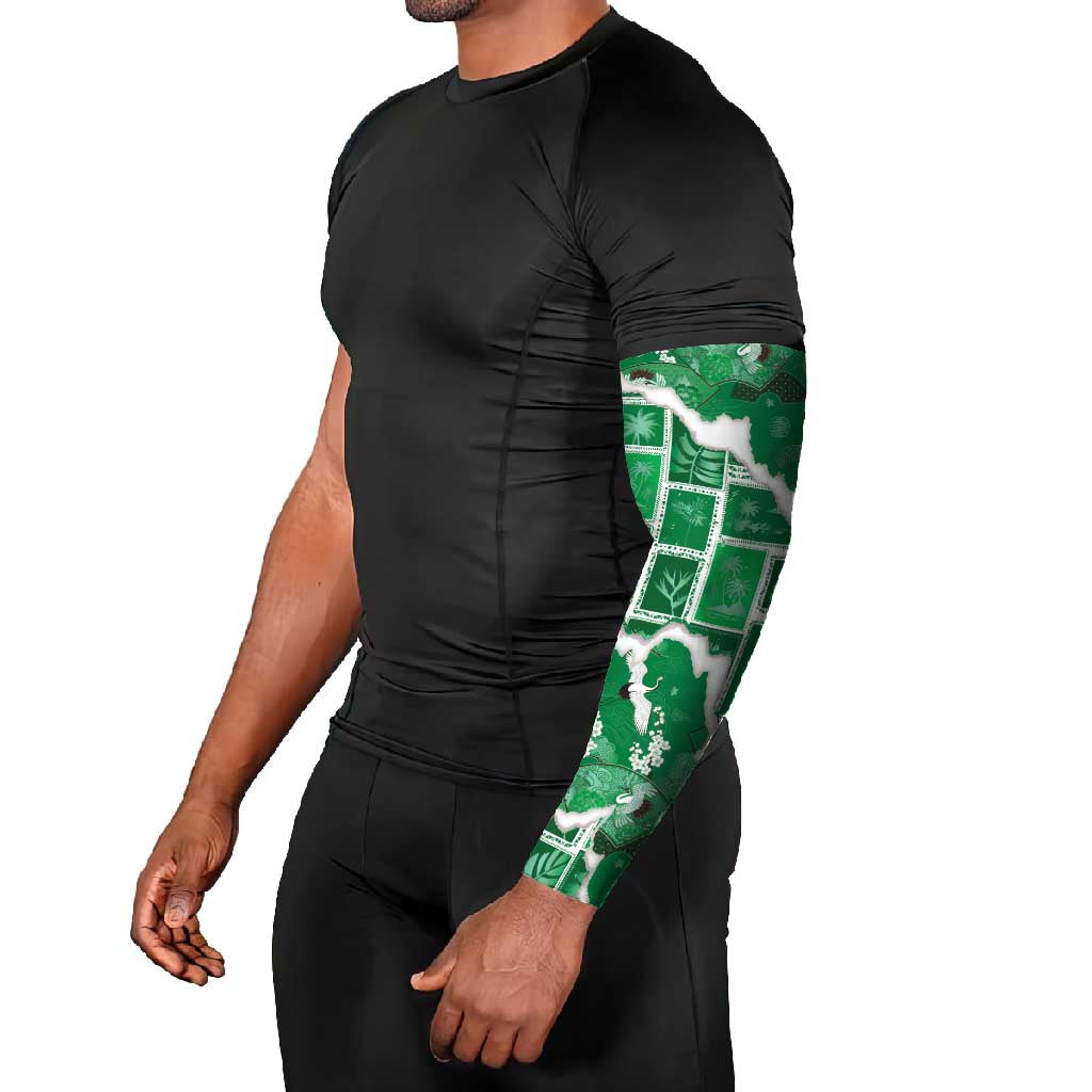 Hawaii Japanese Culture Green Arm Sleeves Spring Cranes Aloha Pattern LT01 - Polynesian Pride