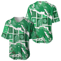 Hawaii Japanese Culture Green Baseball Jersey Spring Cranes Aloha Pattern LT01 - Polynesian Pride