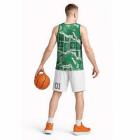Hawaii Japanese Culture Green Basketball Jersey Spring Cranes Aloha Pattern LT01 - Polynesian Pride