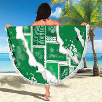 Hawaii Japanese Culture Green Beach Blanket Spring Cranes Aloha Pattern LT01 - Polynesian Pride