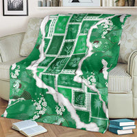 Hawaii Japanese Culture Green Blanket Spring Cranes Aloha Pattern LT01 - Polynesian Pride