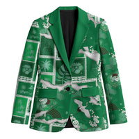 Hawaii Japanese Culture Green Blazer Spring Cranes Aloha Pattern LT01 Unisex Green - Polynesian Pride