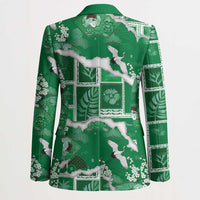 Hawaii Japanese Culture Green Blazer Spring Cranes Aloha Pattern LT01 - Polynesian Pride