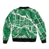 Hawaii Japanese Culture Green Bomber Jacket Spring Cranes Aloha Pattern LT01 - Polynesian Pride