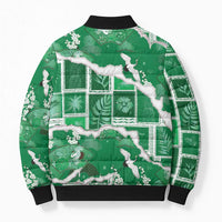 Hawaii Japanese Culture Green Bomber Puffer Jacket Spring Cranes Aloha Pattern LT01 - Polynesian Pride