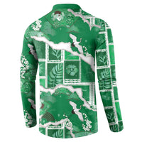 Hawaii Japanese Culture Green Button Sweatshirt Spring Cranes Aloha Pattern LT01 - Polynesian Pride