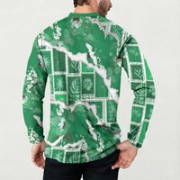 Hawaii Japanese Culture Green Button Sweatshirt Spring Cranes Aloha Pattern LT01 - Polynesian Pride