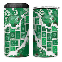 Hawaii Japanese Culture Green 4 in 1 Can Cooler Tumbler Spring Cranes Aloha Pattern LT01 One Size: 16 oz Green - Polynesian Pride