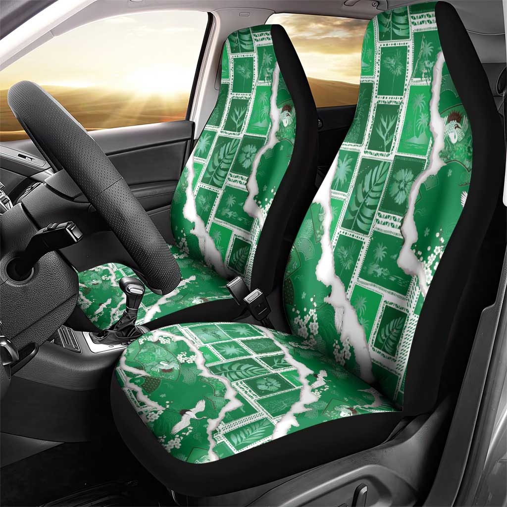 Hawaii Japanese Culture Green Car Seat Cover Spring Cranes Aloha Pattern LT01 - Polynesian Pride