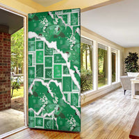 Hawaii Japanese Culture Green Door Cover Spring Cranes Aloha Pattern LT01 - Polynesian Pride