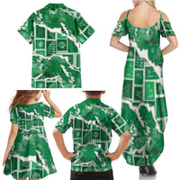 Hawaii Japanese Culture Green Family Matching Summer Maxi Dress and Hawaiian Shirt Spring Cranes Aloha Pattern