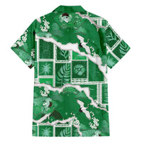 Hawaii Japanese Culture Green Family Matching Summer Maxi Dress and Hawaiian Shirt Spring Cranes Aloha Pattern