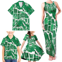 Hawaii Japanese Culture Green Family Matching Tank Maxi Dress and Hawaiian Shirt Spring Cranes Aloha Pattern