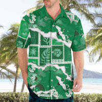 Hawaii Japanese Culture Green Hawaiian Shirt Spring Cranes Aloha Pattern LT01 - Polynesian Pride